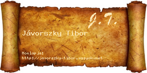 Jávorszky Tibor névjegykártya